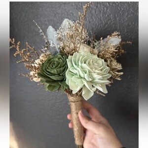 Sola Wood Flowers. Silver Sage Mini Bouquet. Wedding Bridesmaid Bouquet